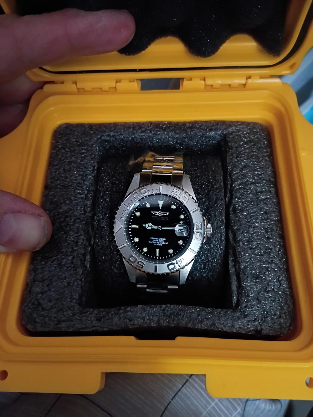 Invicta Stainless Steel Watch with Black Dial